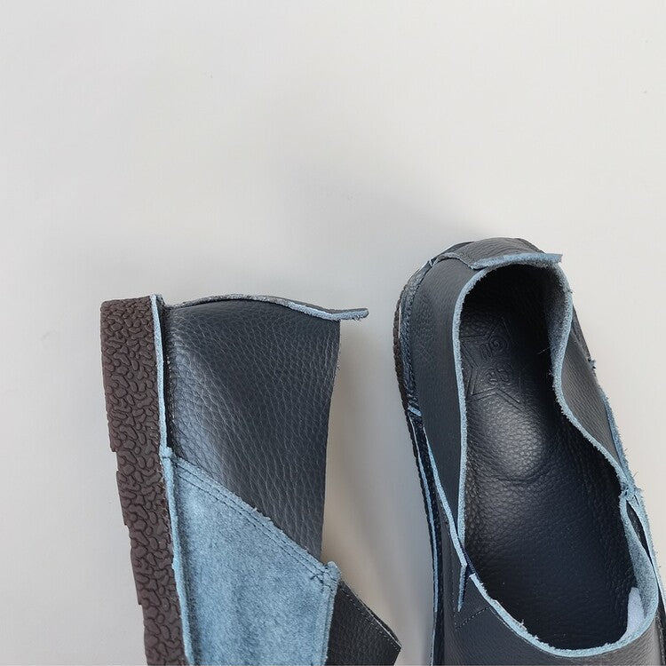 Women's Men's Handmade Genuine Leather Slip-on Minimalist Soft Walking Flat Shoes