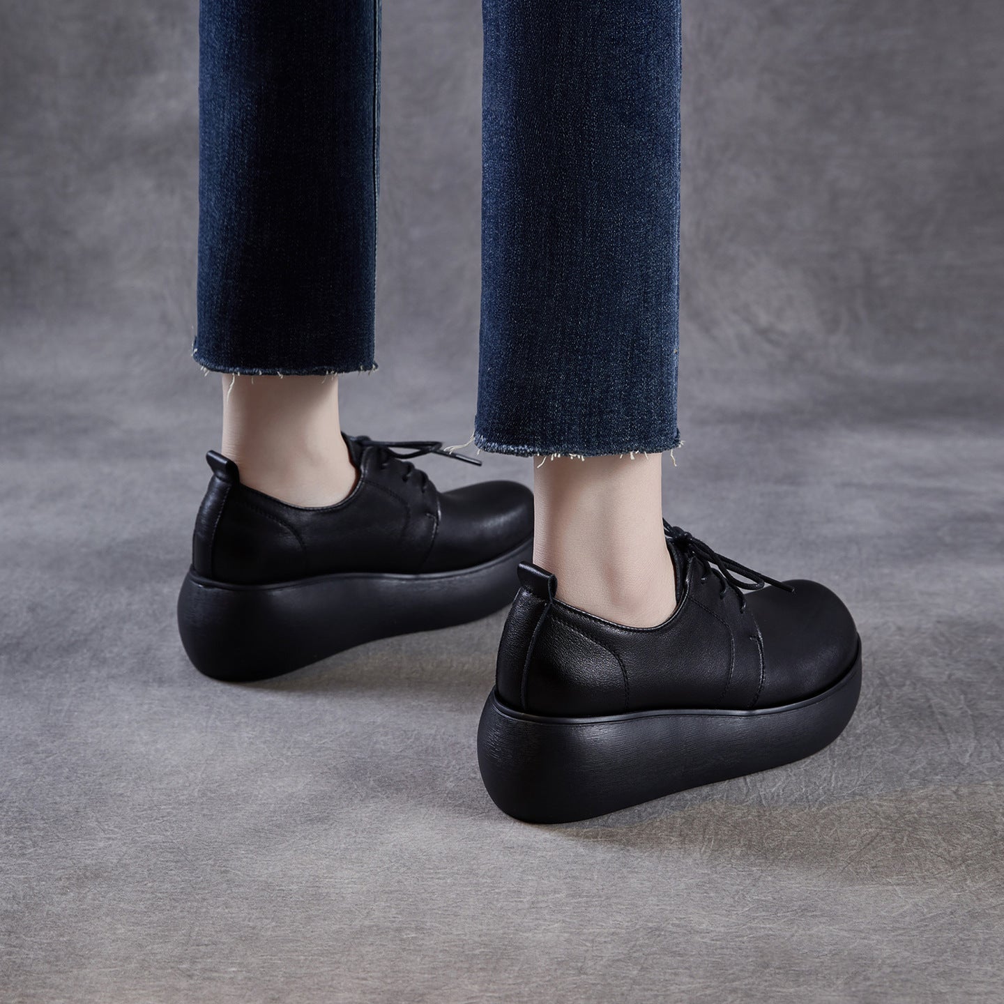 Women's Leather Platform Sneakers - Ultra-Lightweight EVA Sole