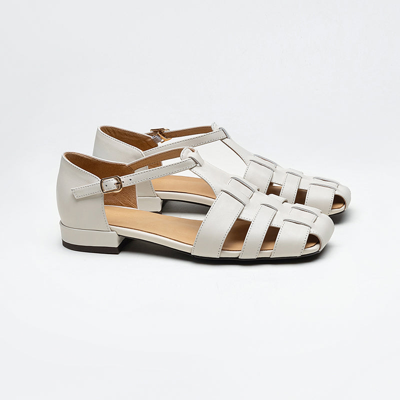 Women's Leather Casual Closed Toe Comfort Fisherman Shoes Sandals