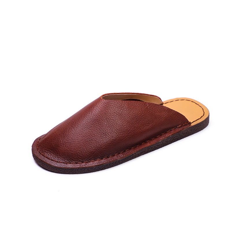 Women's Leather Minimalist Flat Mule Shoes
