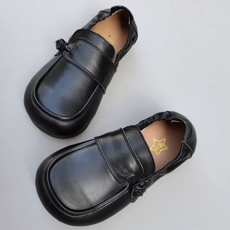 Women's Wide Toe Box Genuine Leather Loafers Soft Flat Slip On Comfort Shoes