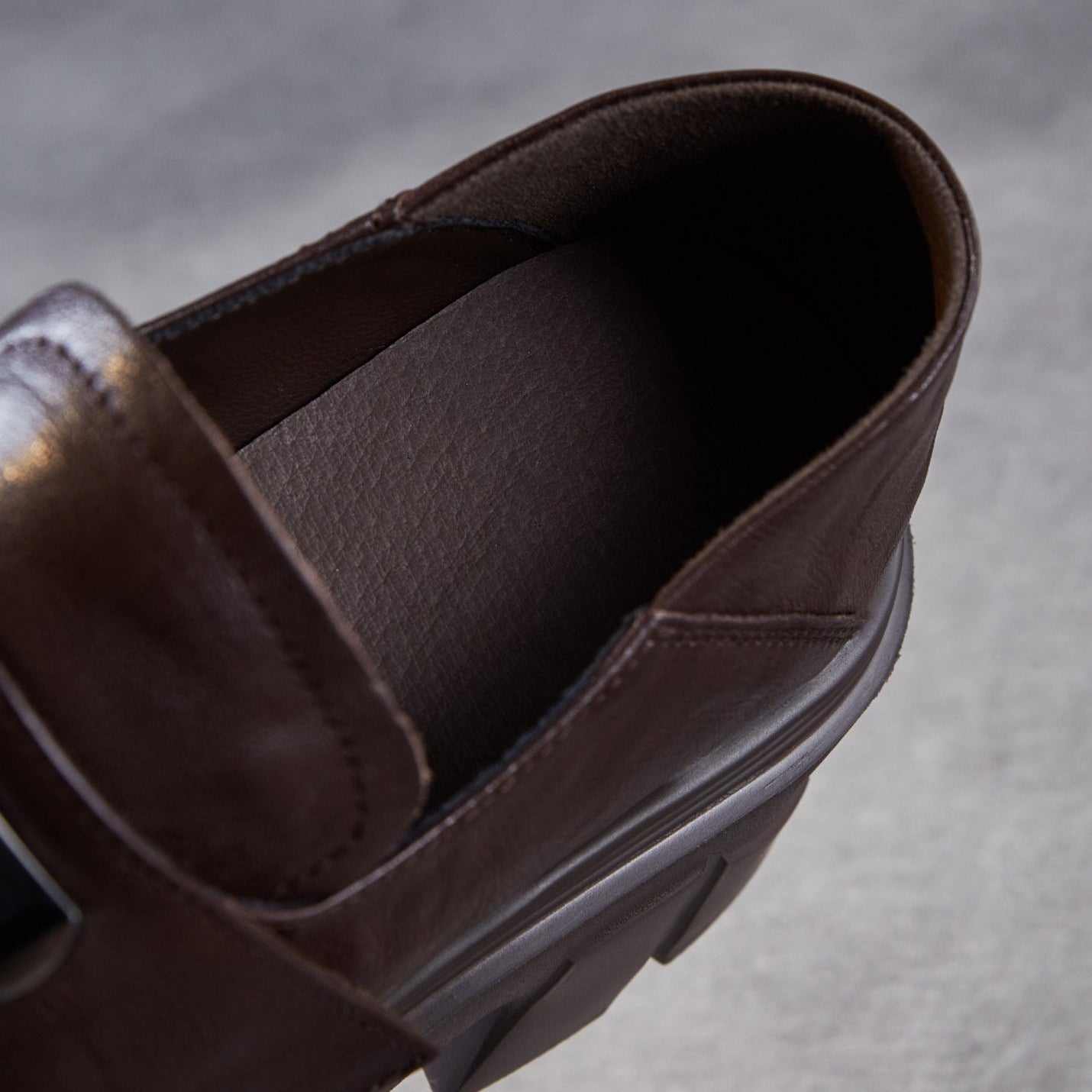 Women’s Leather Platform Block Heel Loafers – Vintage Metal Detail