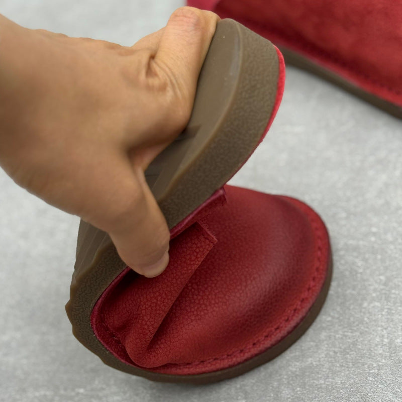 Minimalist V-Cut Cowhide Summer Mules Women's Leather Zen Flat Summer Slides