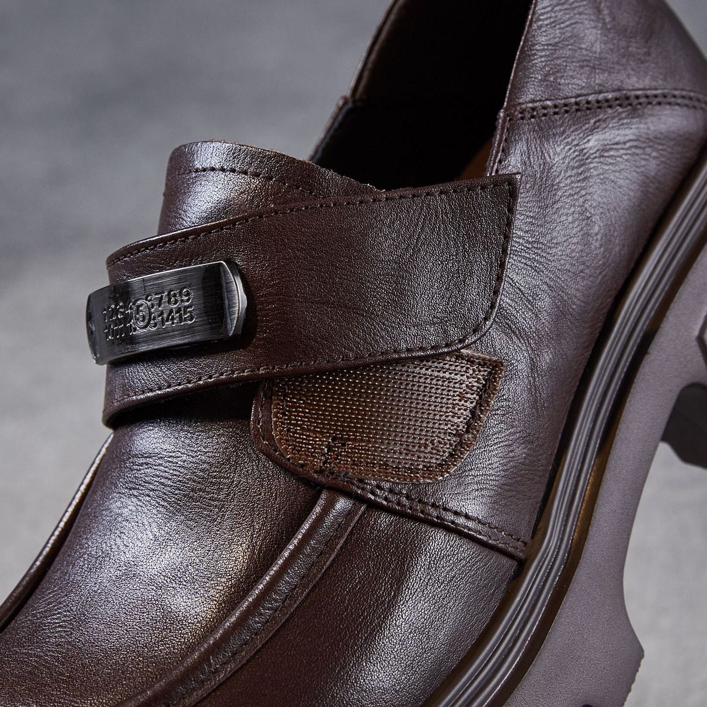 Women’s Leather Platform Block Heel Loafers – Vintage Metal Detail