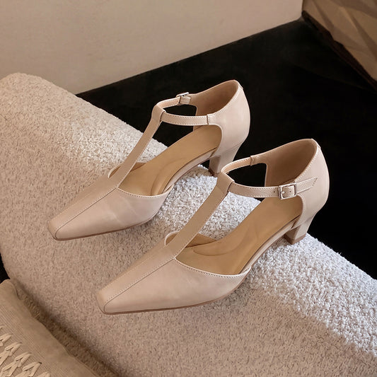 Women's Elegant T-Strap Sandals Modern Square Toe Mary Janes