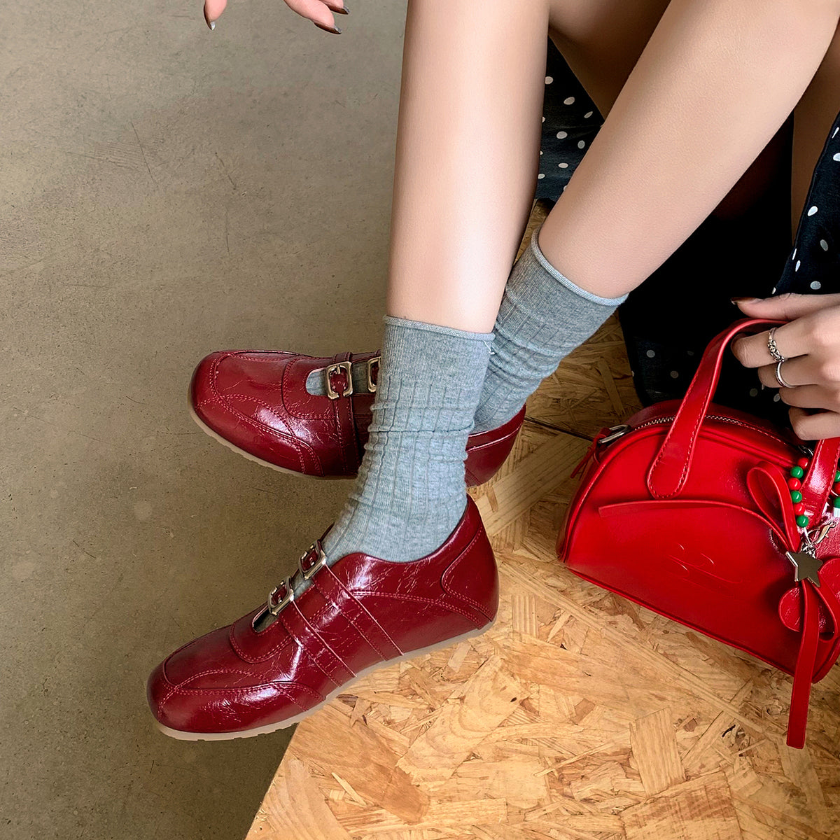 Women's Double Strap Patent Leather Mary Jane Flats Vintage Casual Driving Loafers