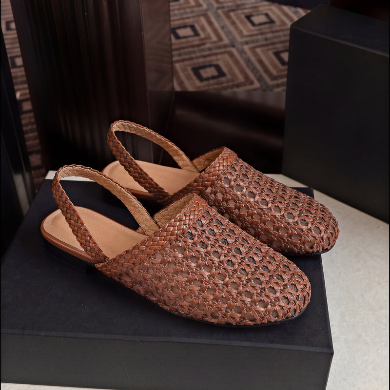 Women's Woven Mesh Slingbacks Ultra-Breathable Flats Summer Shoes