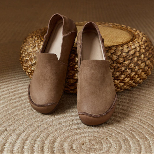 Women's Handmade Leather Vintage Minimalist High-cut Slip-on Glove Shoes