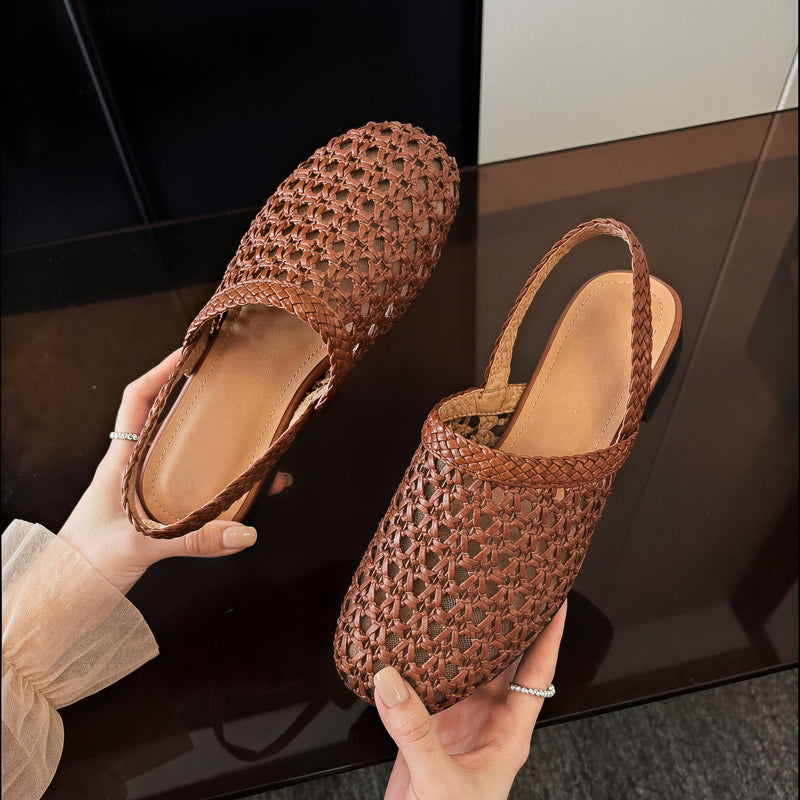 Women's Woven Mesh Slingbacks Ultra-Breathable Flats Summer Shoes