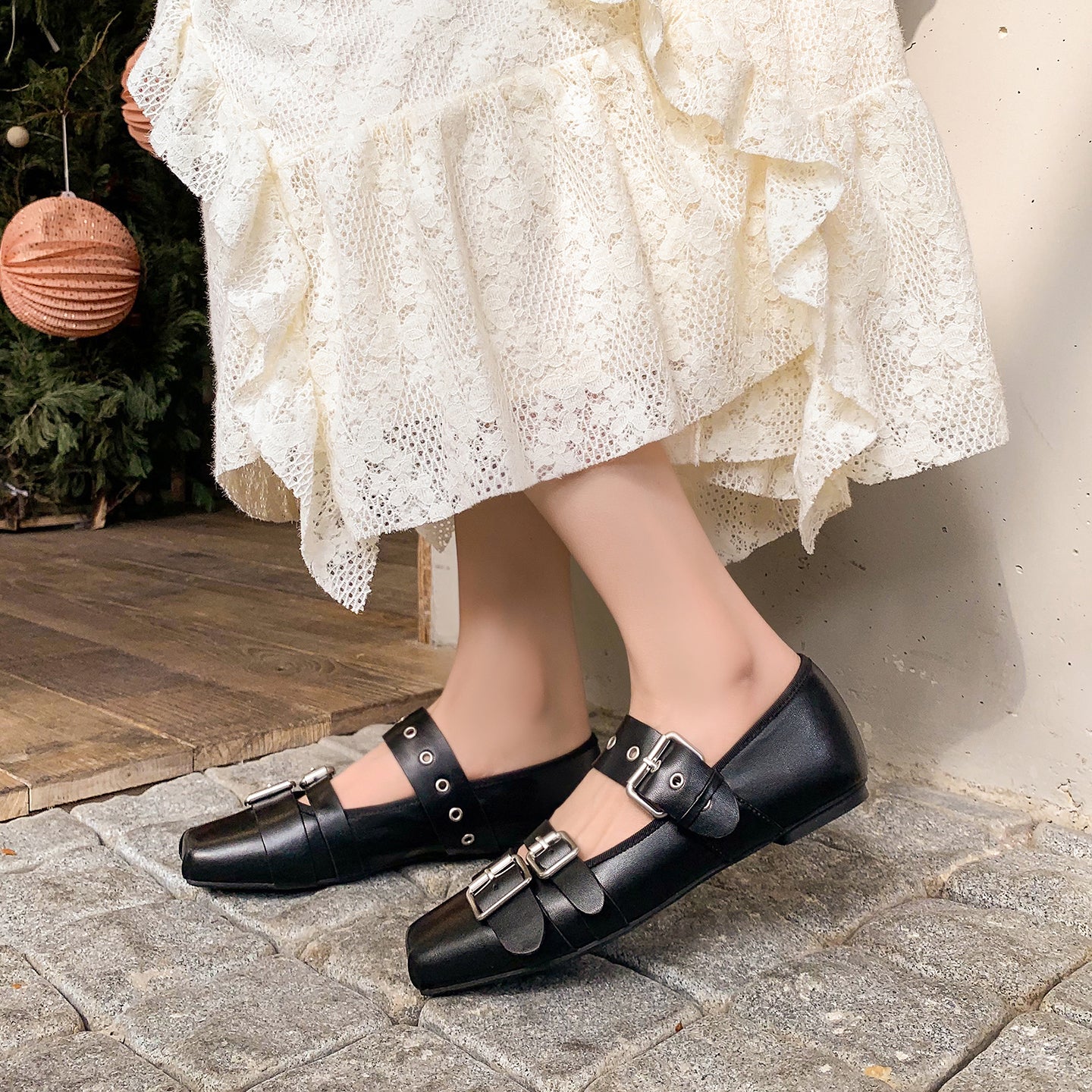 Women’s Leather Mary Jane Flats – Artistic Hippie Style Leather Shoes