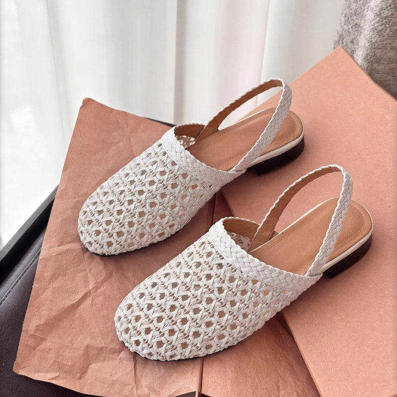 Women's Woven Mesh Slingbacks Ultra-Breathable Flats Summer Shoes