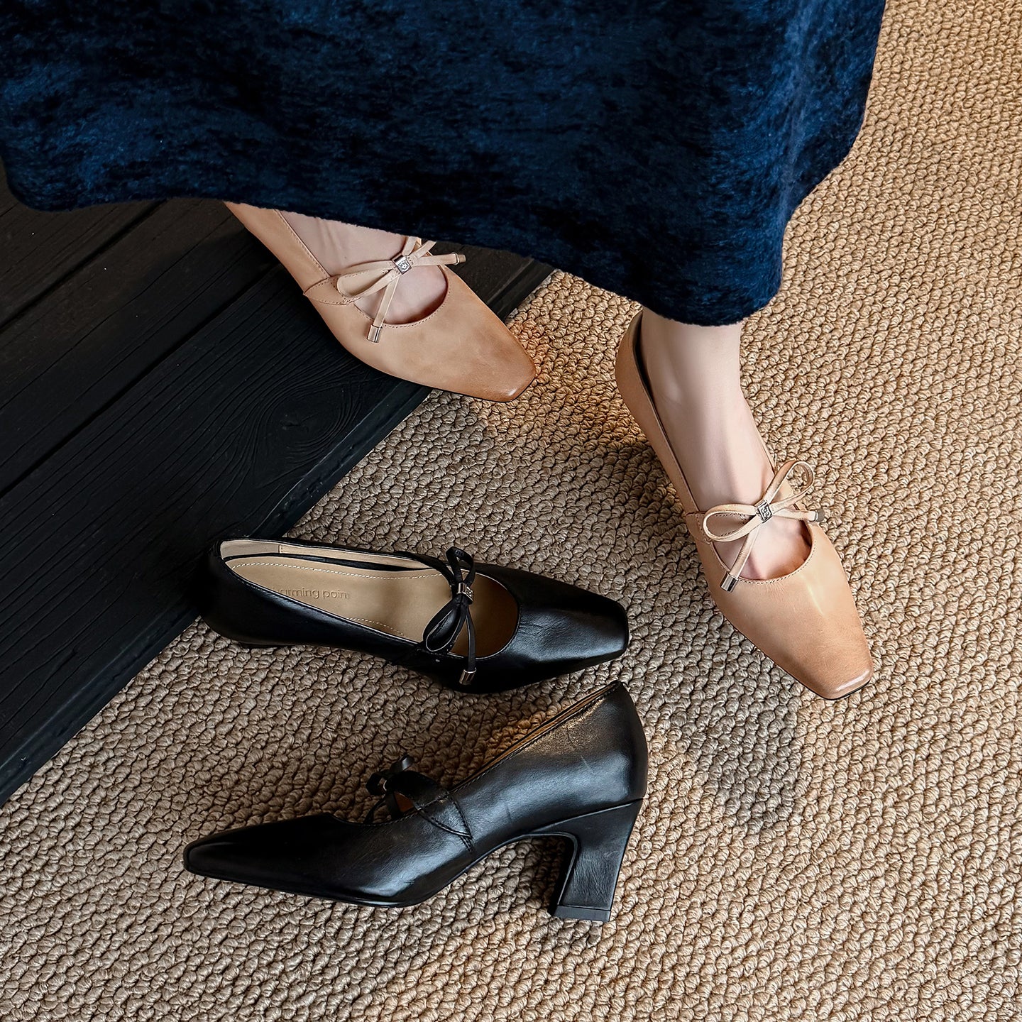 Women's Urban Executive Style Square Toe Bow High Heels Elegant Pumps