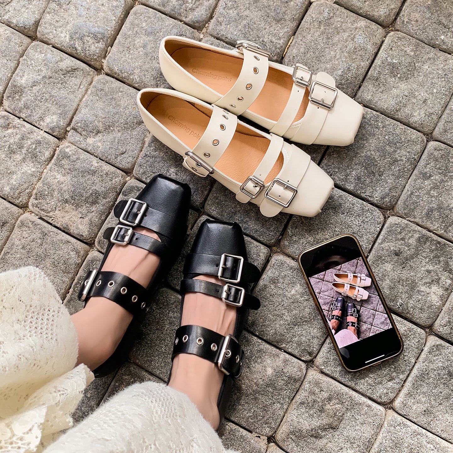 Women’s Leather Mary Jane Flats – Artistic Hippie Style Leather Shoes