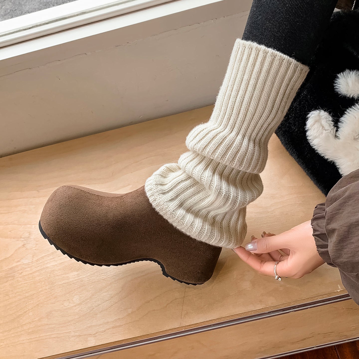 Warm Fur Lined Mules for Women – Winter Platform Slip-On Shoes