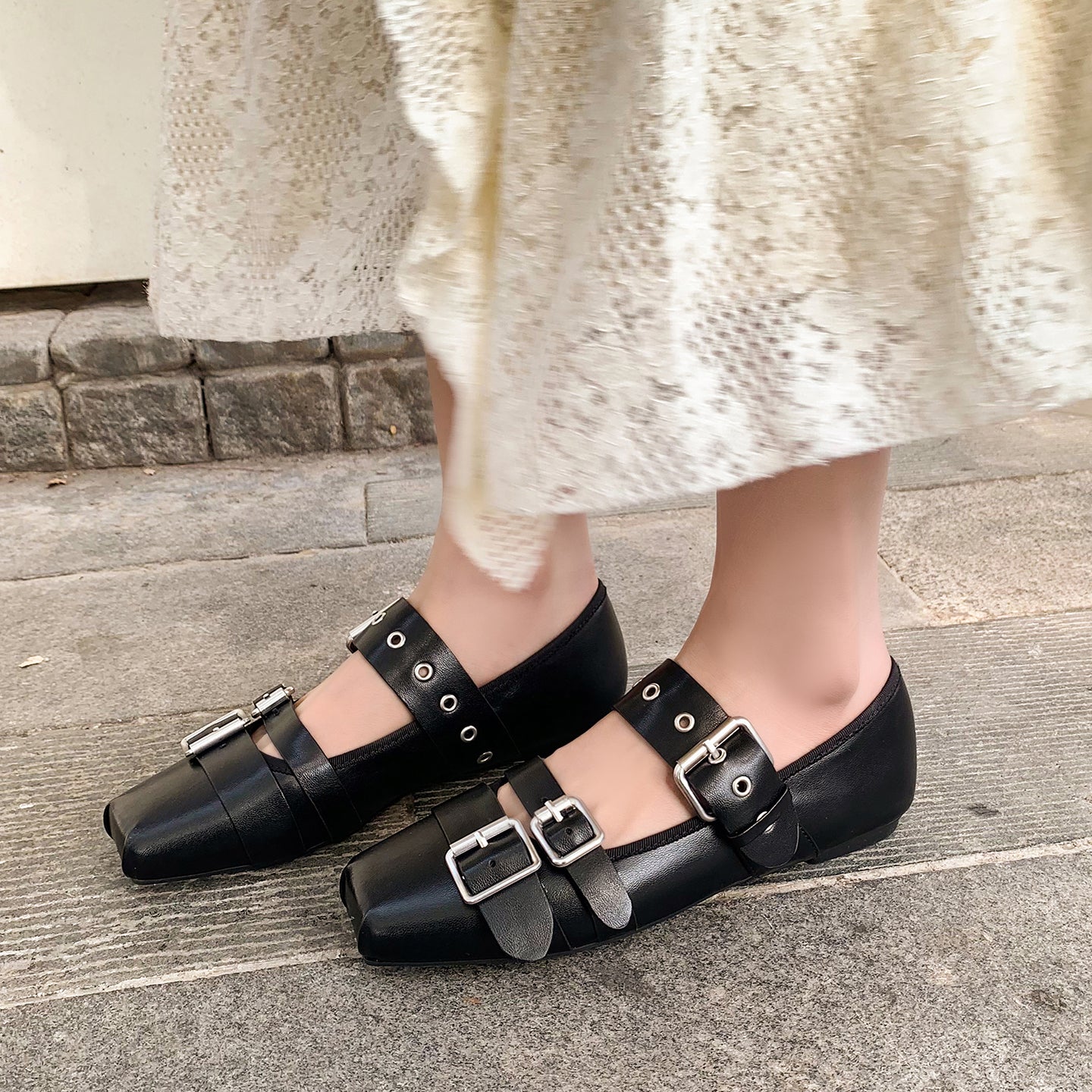 Women’s Leather Mary Jane Flats – Artistic Hippie Style Leather Shoes