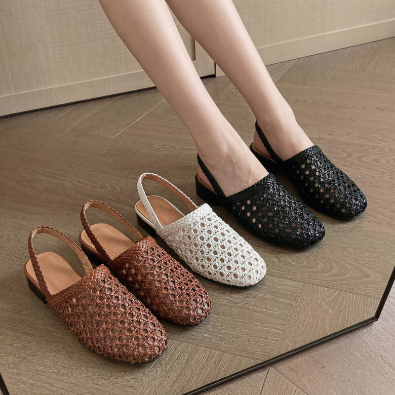 Women's Woven Mesh Slingbacks Ultra-Breathable Flats Summer Shoes