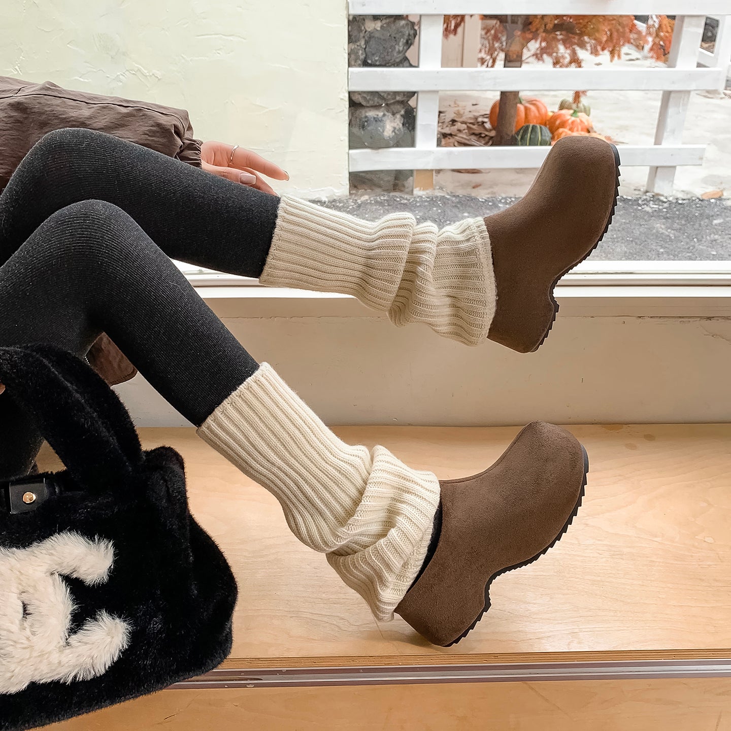 Warm Fur Lined Mules for Women – Winter Platform Slip-On Shoes