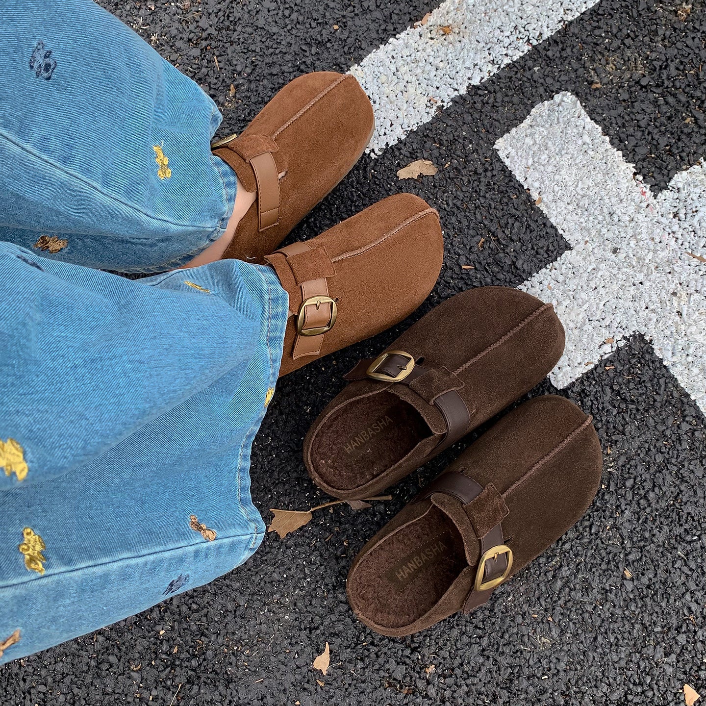 Warm Fur Lined Winter Mules for Women – Platform Slip-On with Buckle