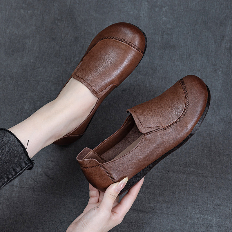 Women's Leather Slip-On Flats – Comfortable Casual Everyday Shoes