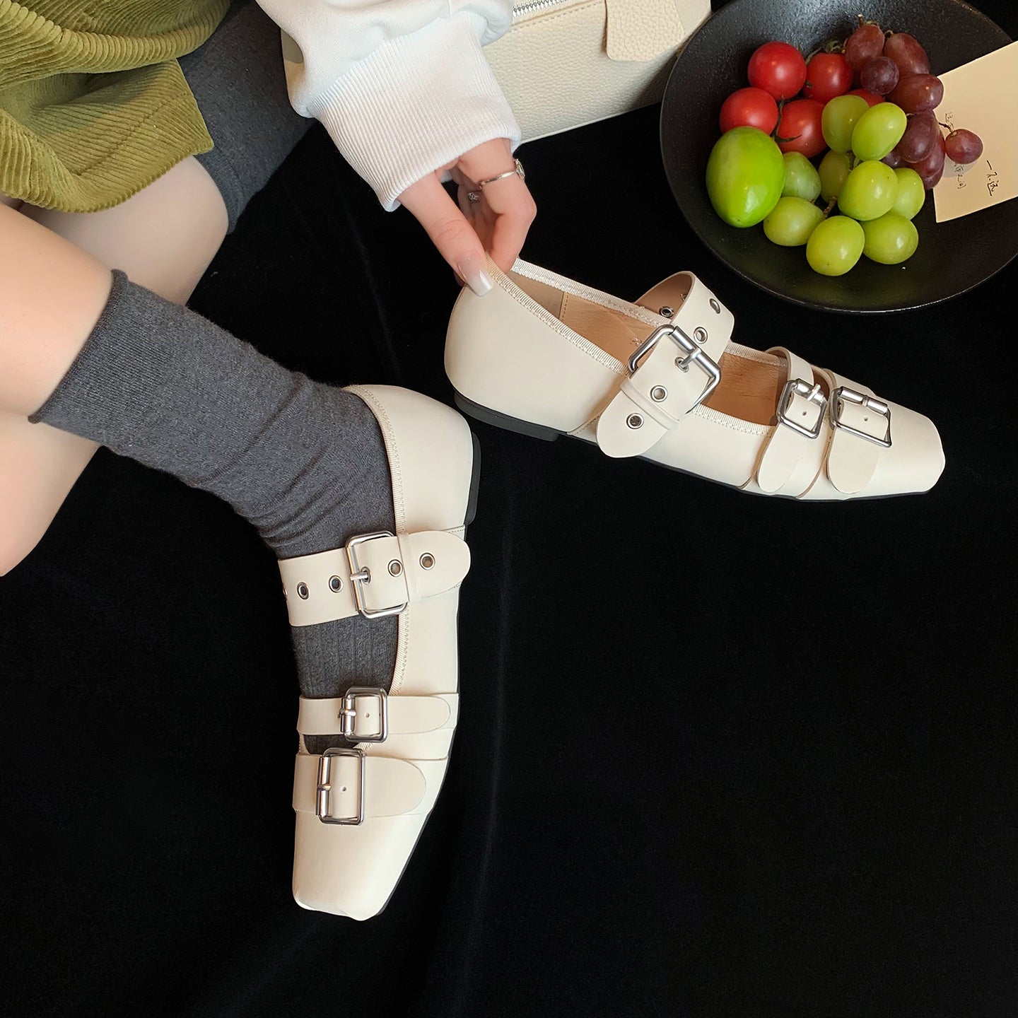 Women’s Leather Mary Jane Flats – Artistic Hippie Style Leather Shoes