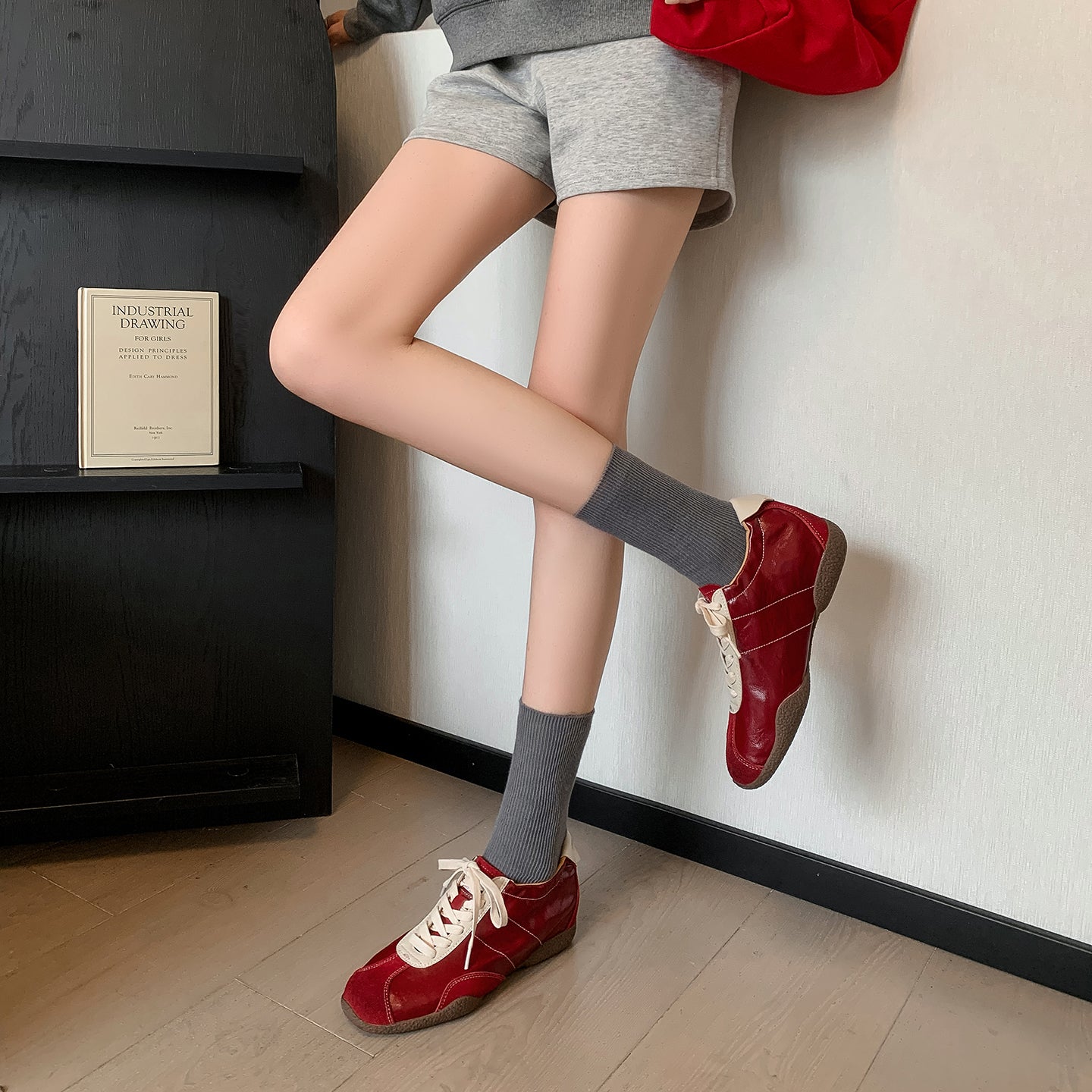 Women's Hidden Wedge Suede Sheepskin Sneakers Lace Up Height Increasing Casual Shoes