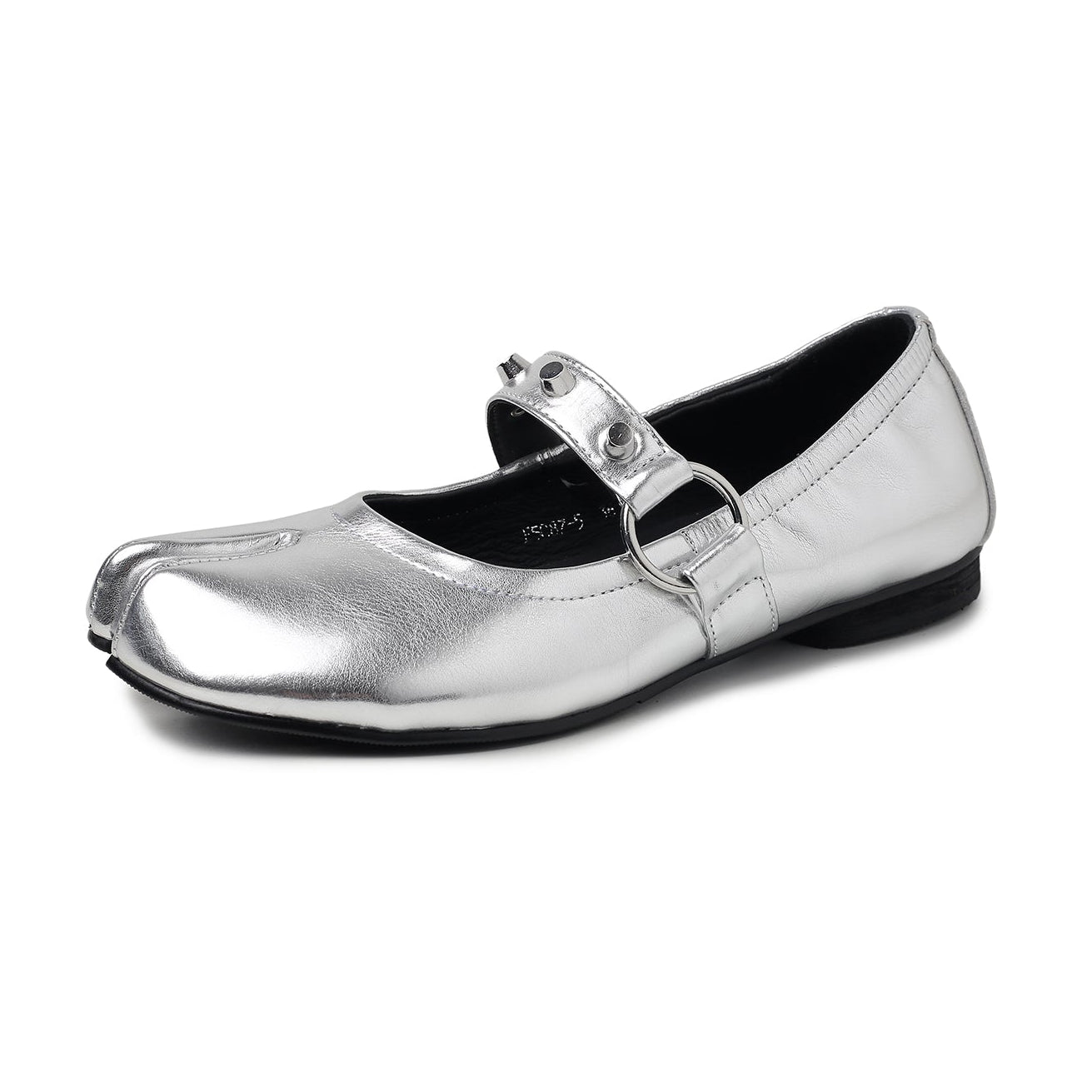 Women‘s Avant-Garde Split Toe Leather Ballet Flats - Luxurious Mary Janes with Studs