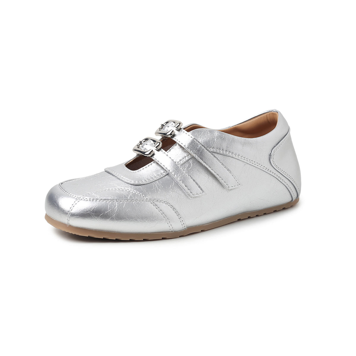 Women's Double Strap Patent Leather Mary Jane Flats Vintage Casual Driving Loafers