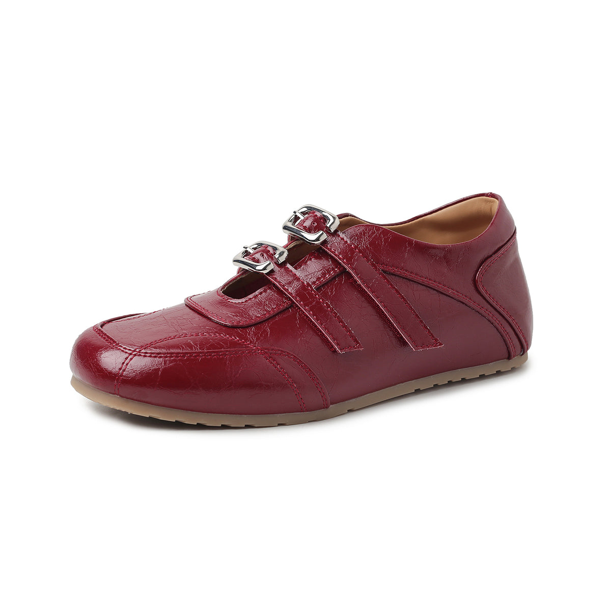 Women's Double Strap Patent Leather Mary Jane Flats Vintage Casual Driving Loafers