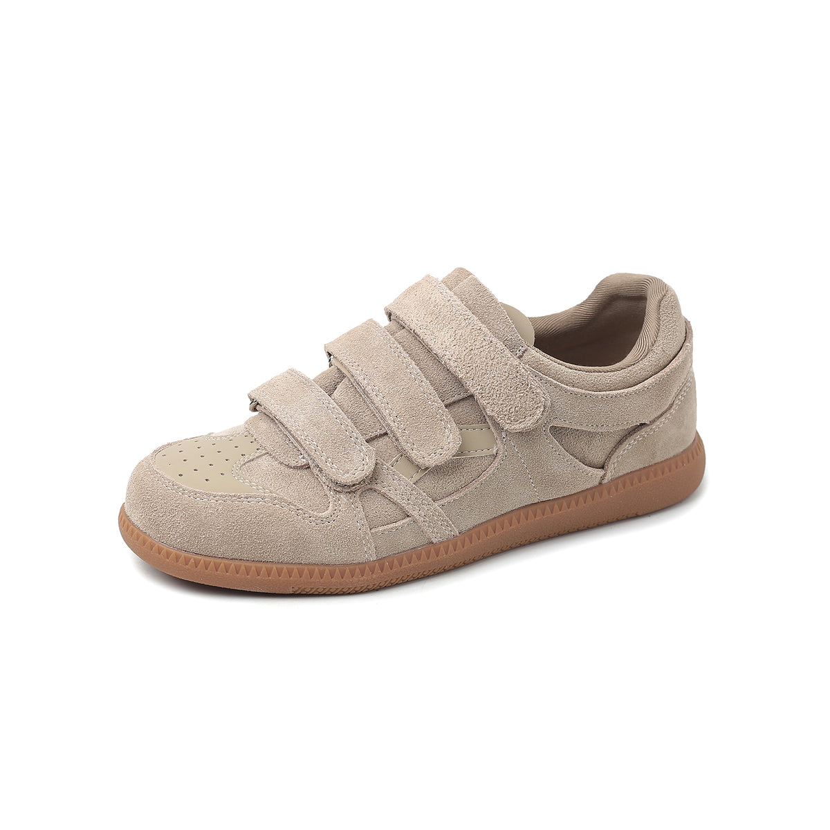Women's Cow Suede Velcro Sneakers Casual Low Top Retro Platform Trainers
