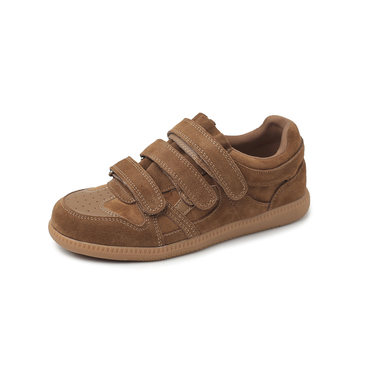 Women's Cow Suede Velcro Sneakers Casual Low Top Retro Platform Trainers