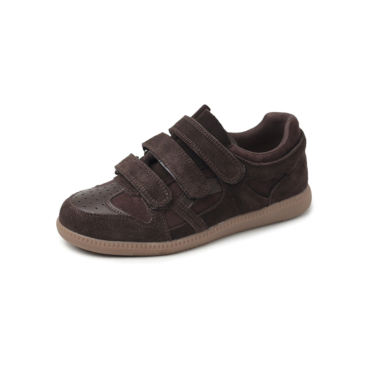 Women's Cow Suede Velcro Sneakers Casual Low Top Retro Platform Trainers