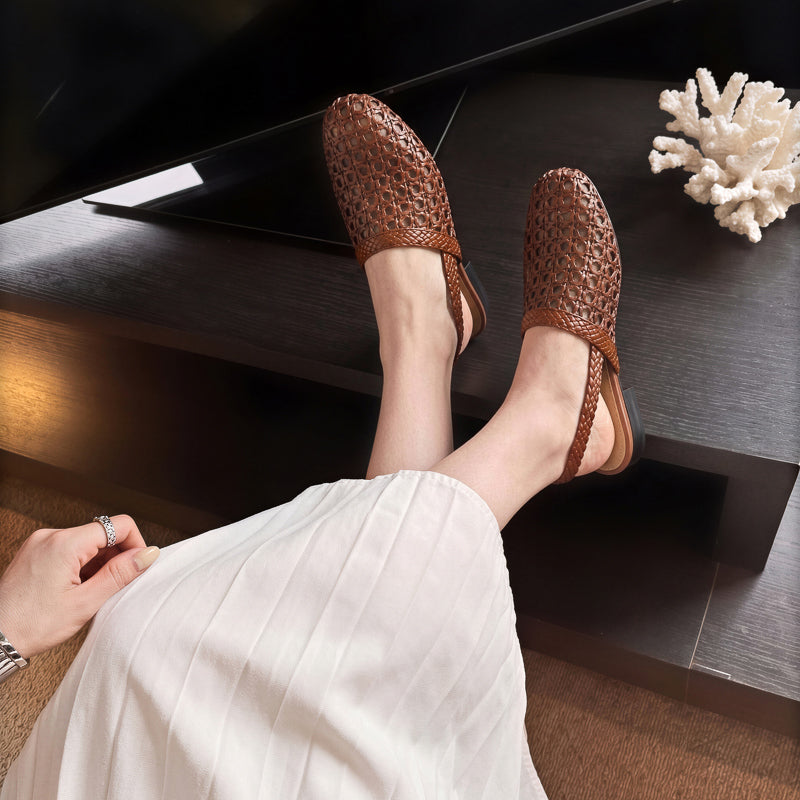 Women's Woven Mesh Slingbacks Ultra-Breathable Flats Summer Shoes