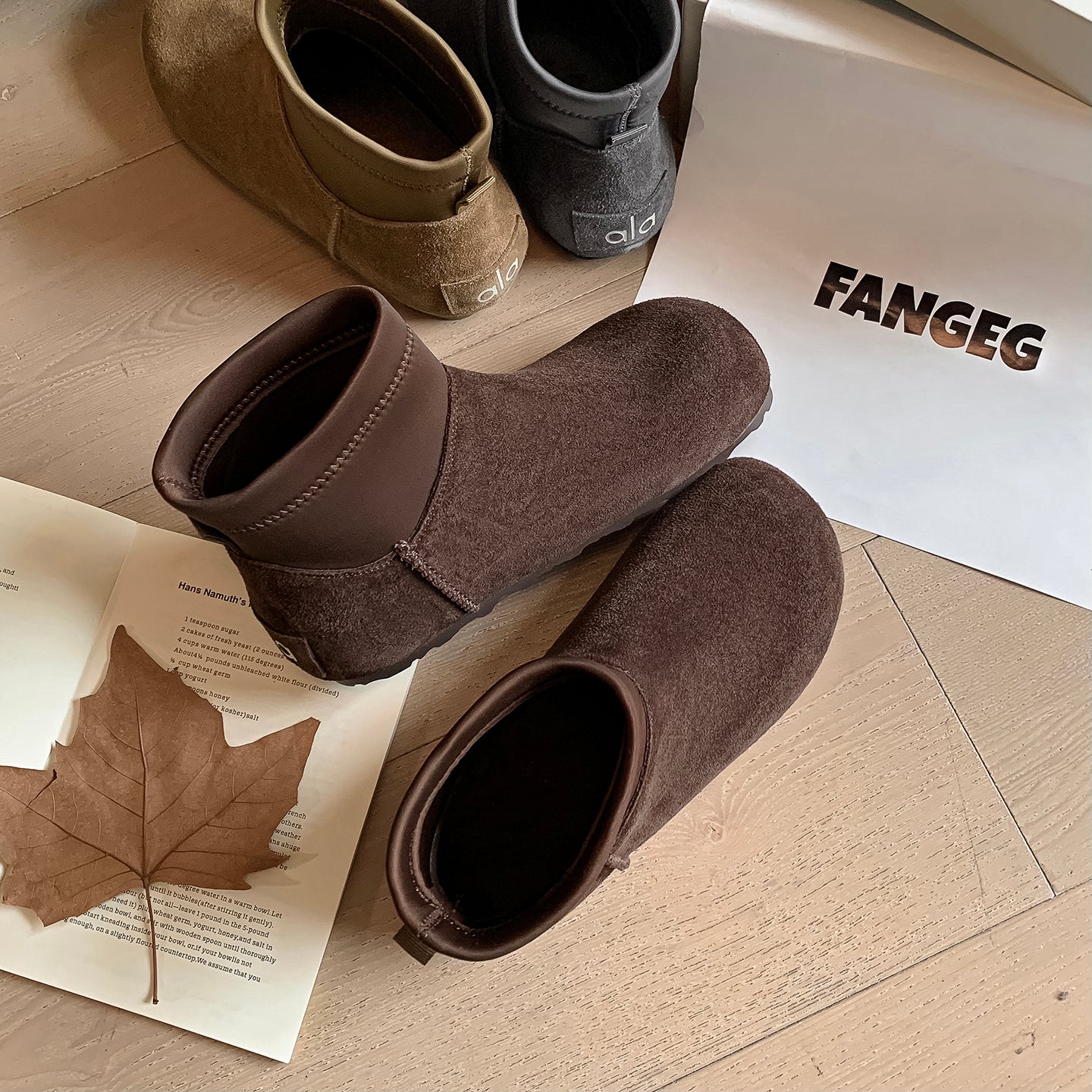 Women’s Cow Suede Ankle Boots – Casual Flat Comfortable Style