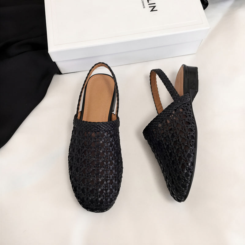 Women's Woven Mesh Slingbacks Ultra-Breathable Flats Summer Shoes