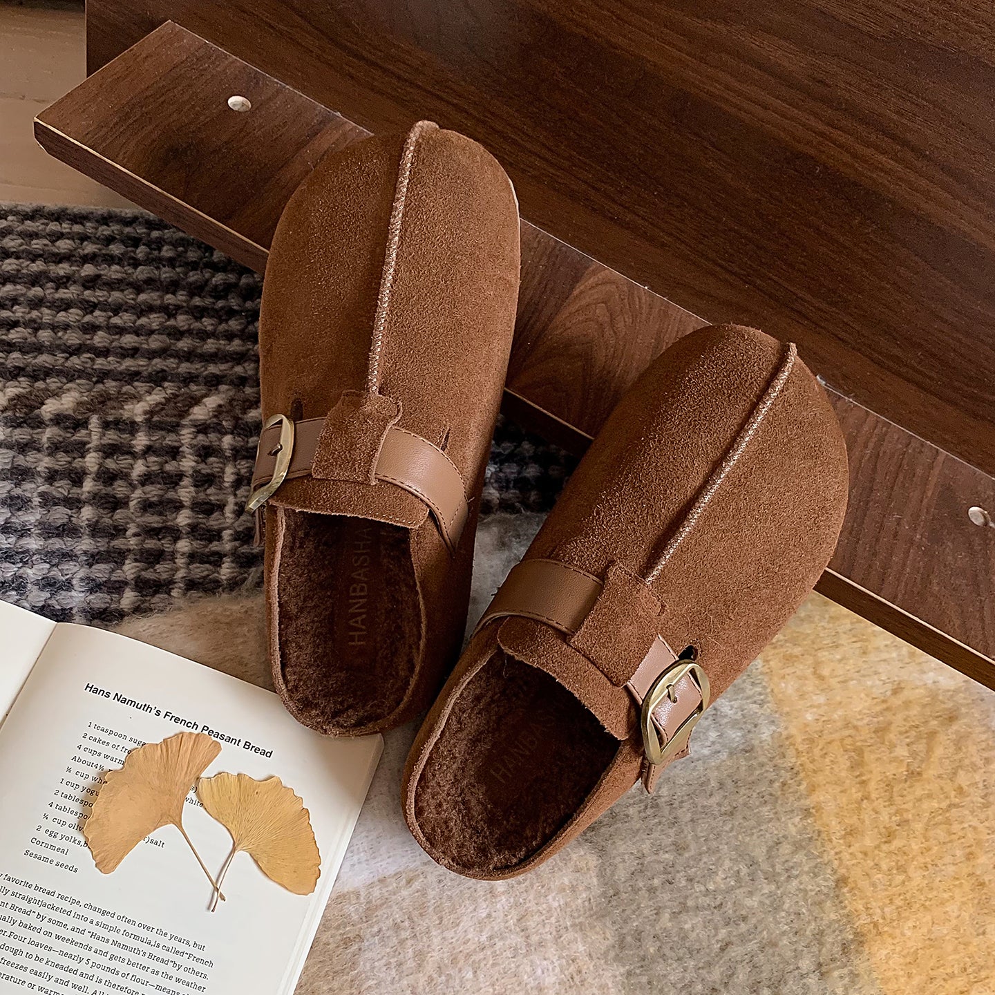 Warm Fur Lined Winter Mules for Women – Platform Slip-On with Buckle