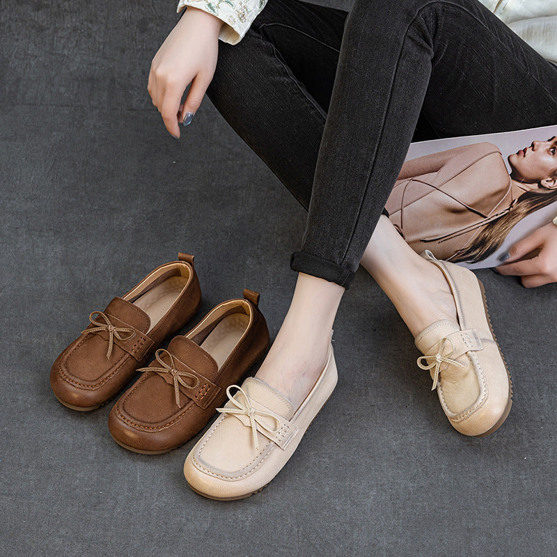 Women's Leather Soft Sole Flats – Comfortable Walking Shoes