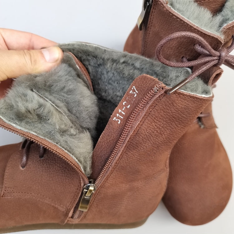 Women's High-Top Winter Boots – Vintage Handmade Cowhide Warm & Comfortable