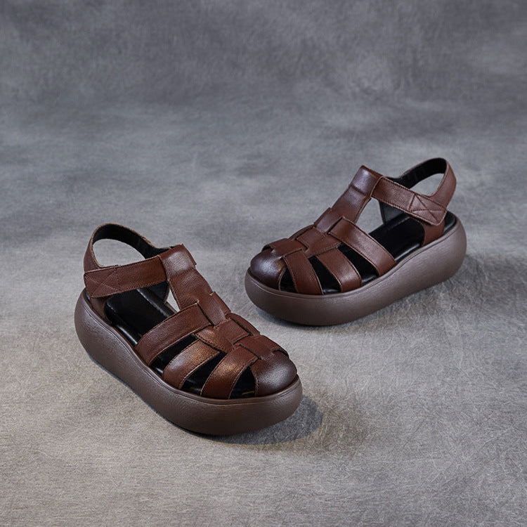 Women's Platform Leather Fisherman Sandals – Handmade Casual Summer Shoes