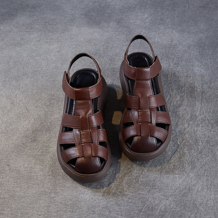 Women's Platform Leather Fisherman Sandals – Handmade Casual Summer Shoes