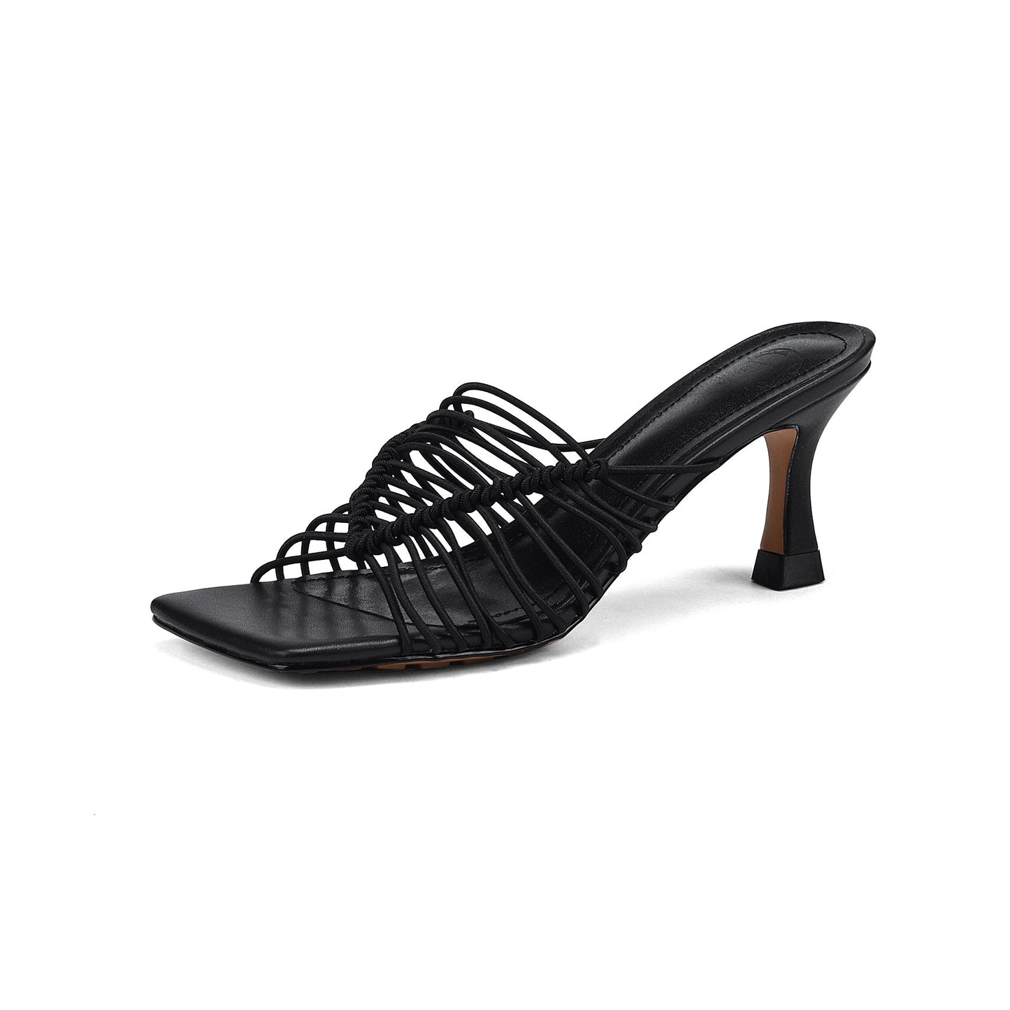 Women's Genuine Leather Casual Mules Open Toe Heeled Sandals Comfort Slippers