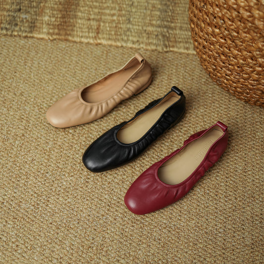Women's Handmade Sheepskin Vintage Slip-on Comfort Glove Shoes
