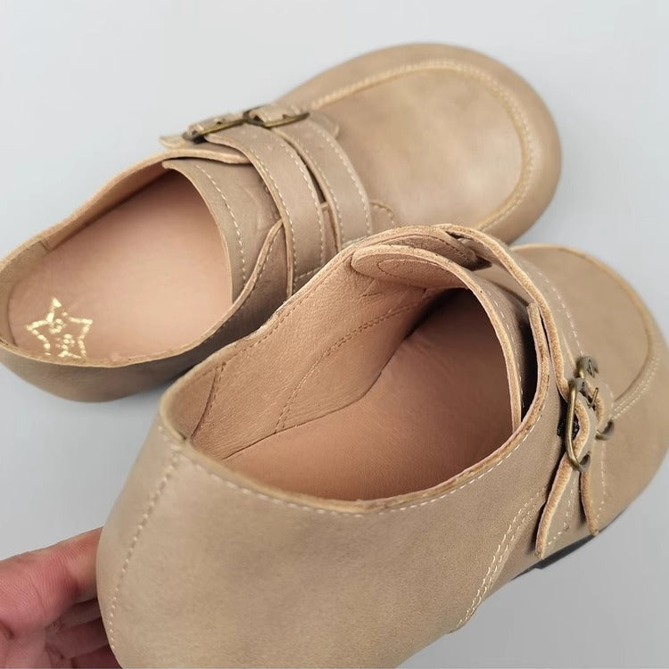 Women's Retro Square Toe Casual Buck Flat Loafers for Wide Feet