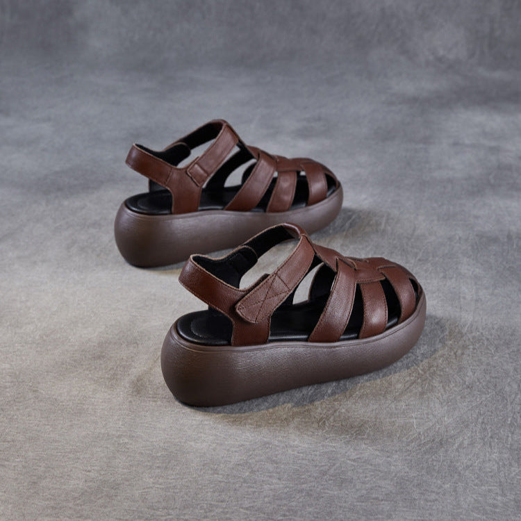 Women's Platform Leather Fisherman Sandals – Handmade Casual Summer Shoes