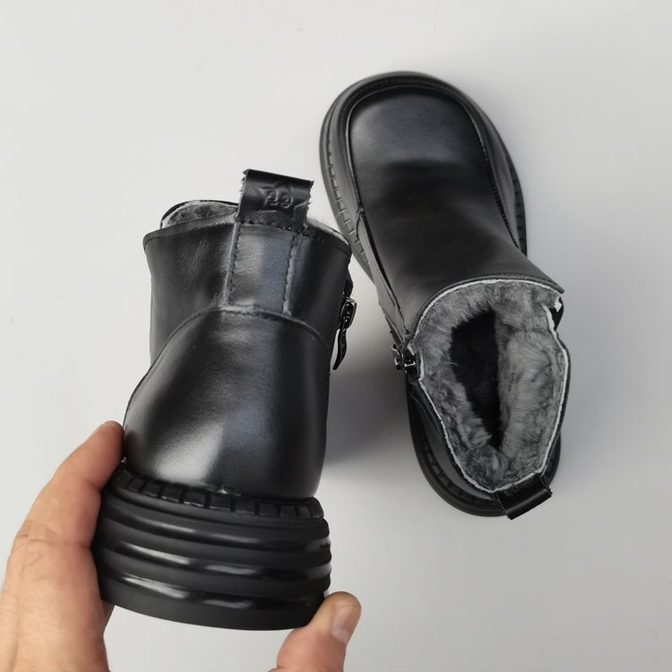 Women's British-Style Wide Toe Derby Boot – Wool Plush, Comfortable Fit