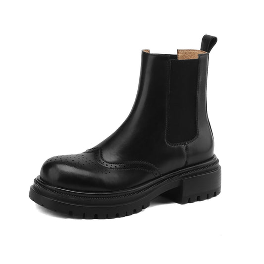 Women’s Handmade Leather Platform Brogue Chelsea Boots – Vintage Ankle Style