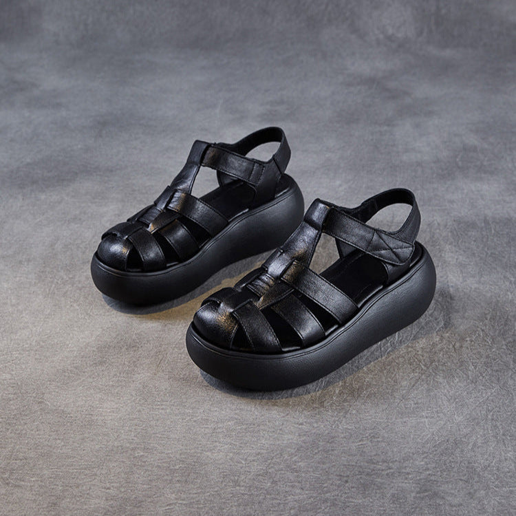 Women's Platform Leather Fisherman Sandals – Handmade Casual Summer Shoes
