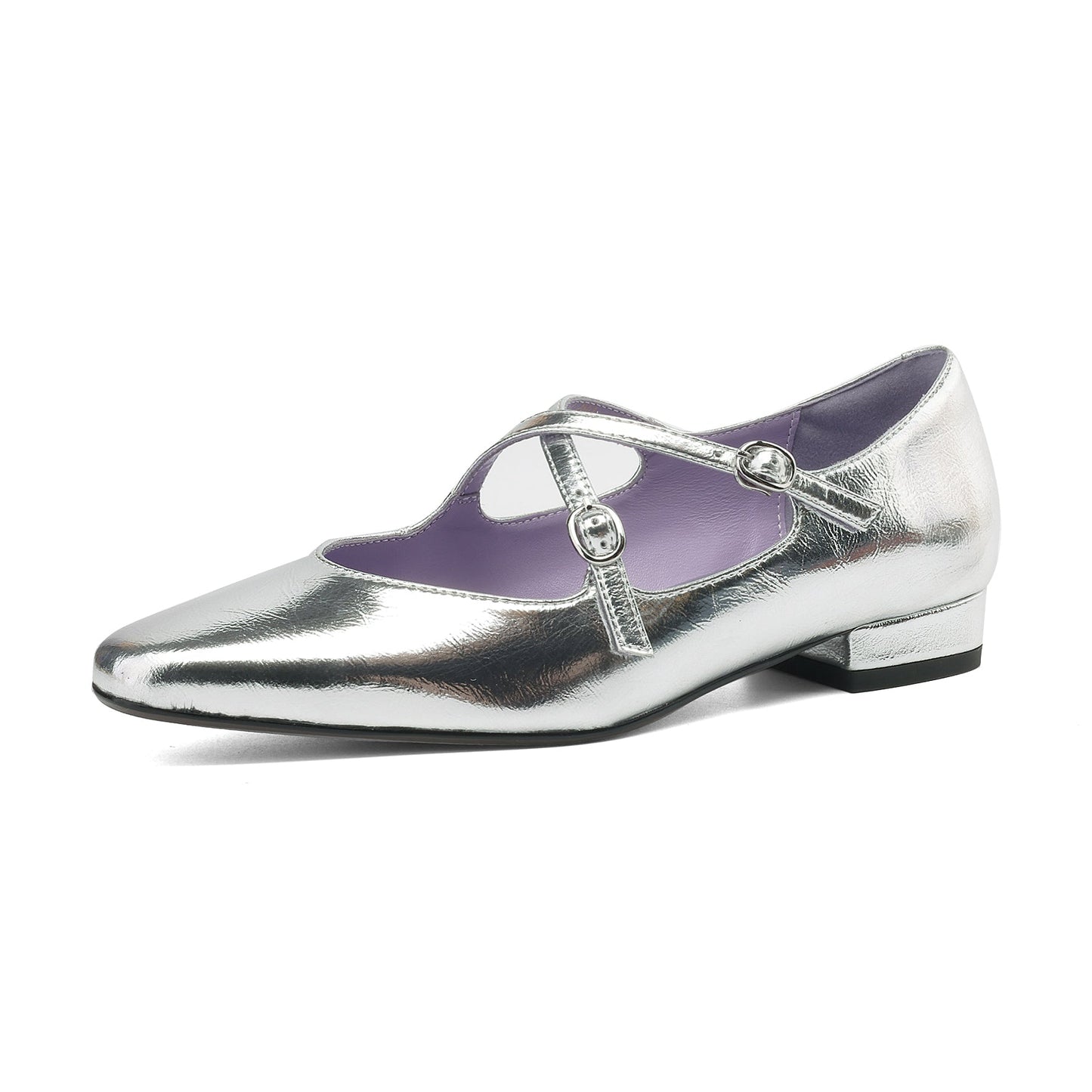 Handmade Leather Cross Strap Mary Janes - Women's Square Toe Low Heel Vintage Flats