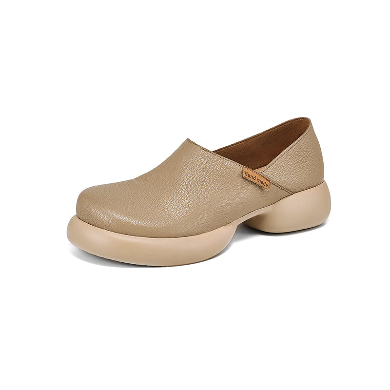 Handmade Soft Leather Slip-On Shoes for Women – Platform Casual Design