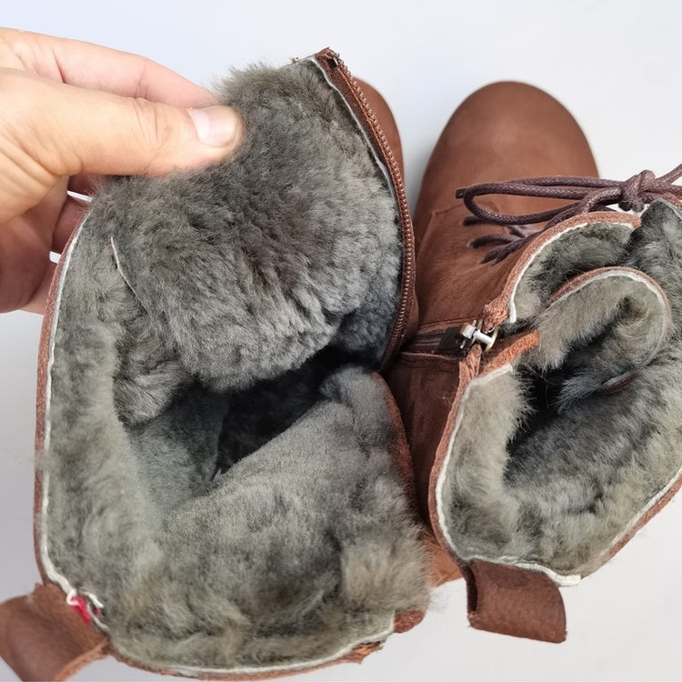 Women's High-Top Winter Boots – Vintage Handmade Cowhide Warm & Comfortable