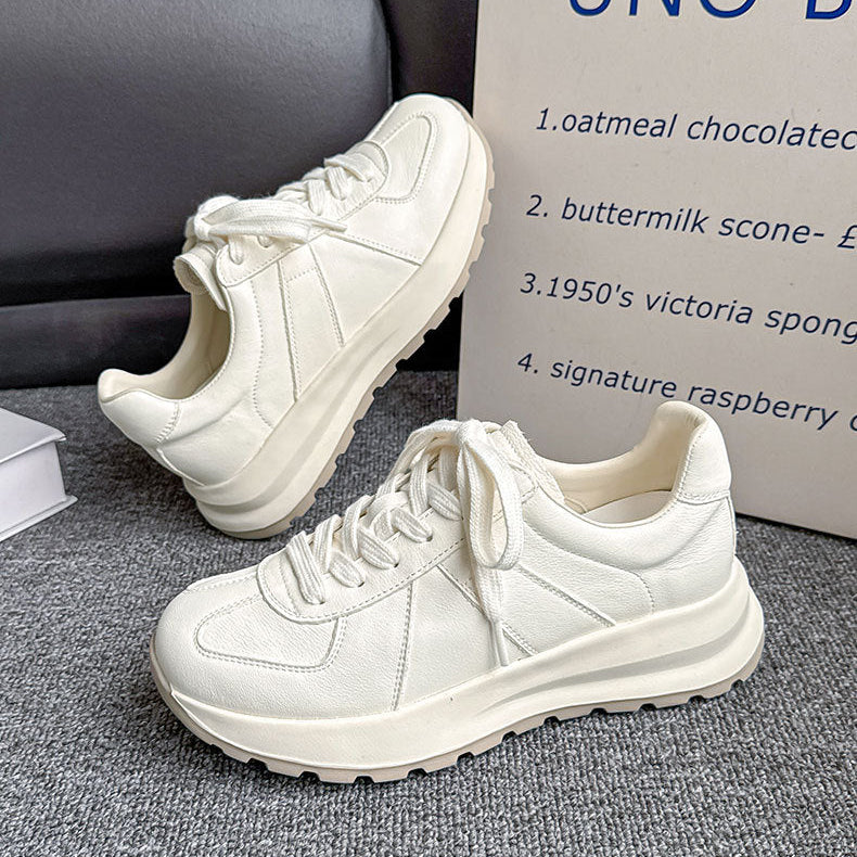 Women’s Leather Platform Sneakers – Lace-Up Casual Style